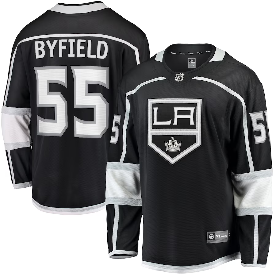 Men's Los Angeles Kings Quinton Byfield #55 Black Home Team Breakaway Jersey Men's Los Angeles Kings Quinton Byfield #55 Black Home Team Breakaway Jersey